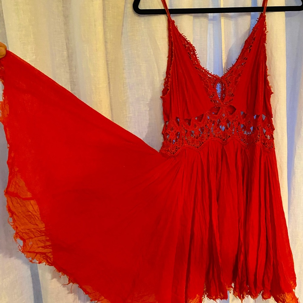Free People Red Orange lace dress